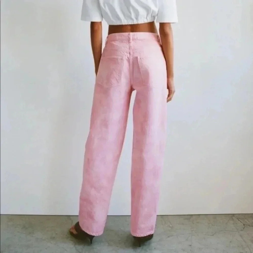 ZARA High Rise Baggy Pink Tie Dye Jeans - Picture 4 of 8